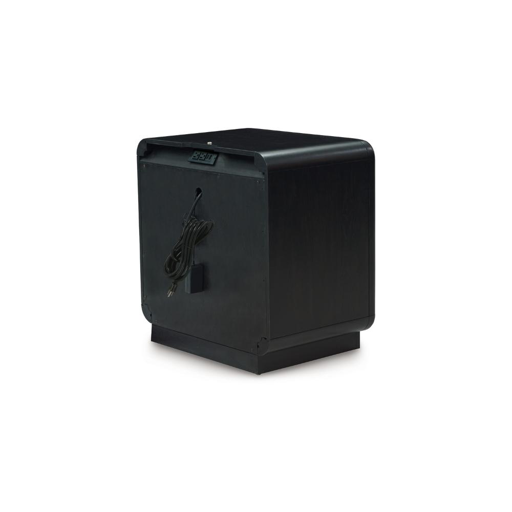 Benjara Robeck Nightstand, 1 Drawer, Black 26 Inch, Silver Metal Handles