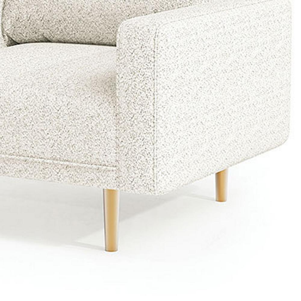 Benjara Remy Accent Chair, Bench Seat w Track Arms, Plush Off White Boucle
