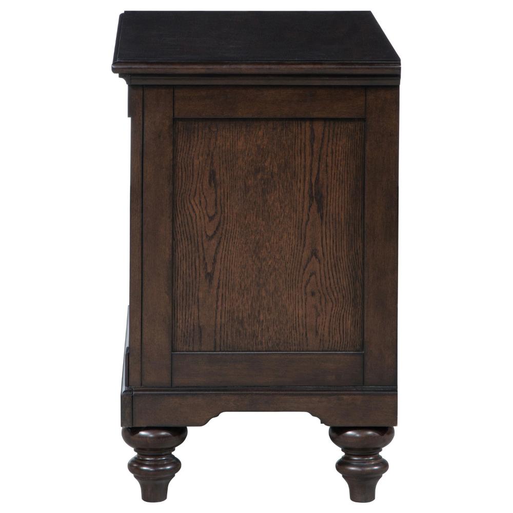 Benjara Meon Nightstand w Drawer And Open Cubby Shelf, Dark Oak Brown Wood