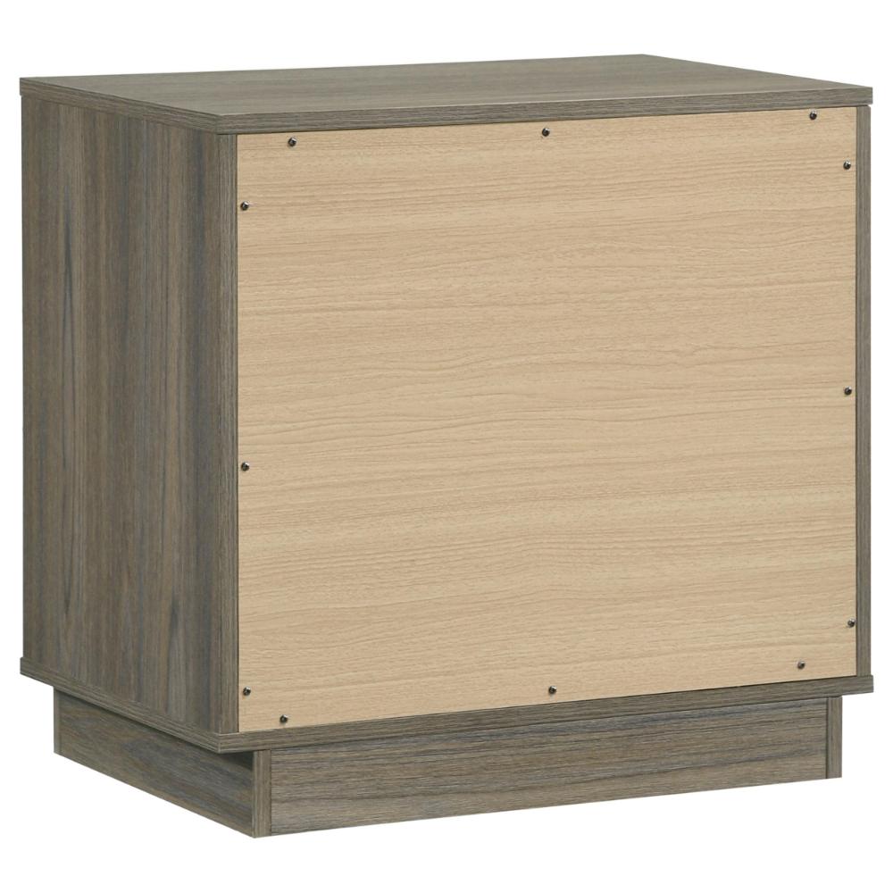 Benjara Fene Nightstand, 2 Storage Drawers with Nickel Handles, 24 Inch Gray