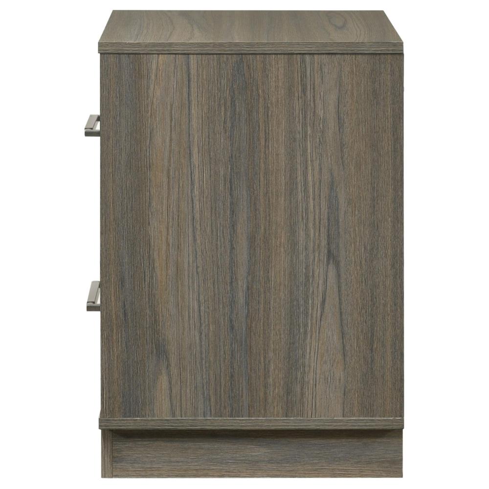 Benjara Fene Nightstand, 2 Storage Drawers with Nickel Handles, 24 Inch Gray