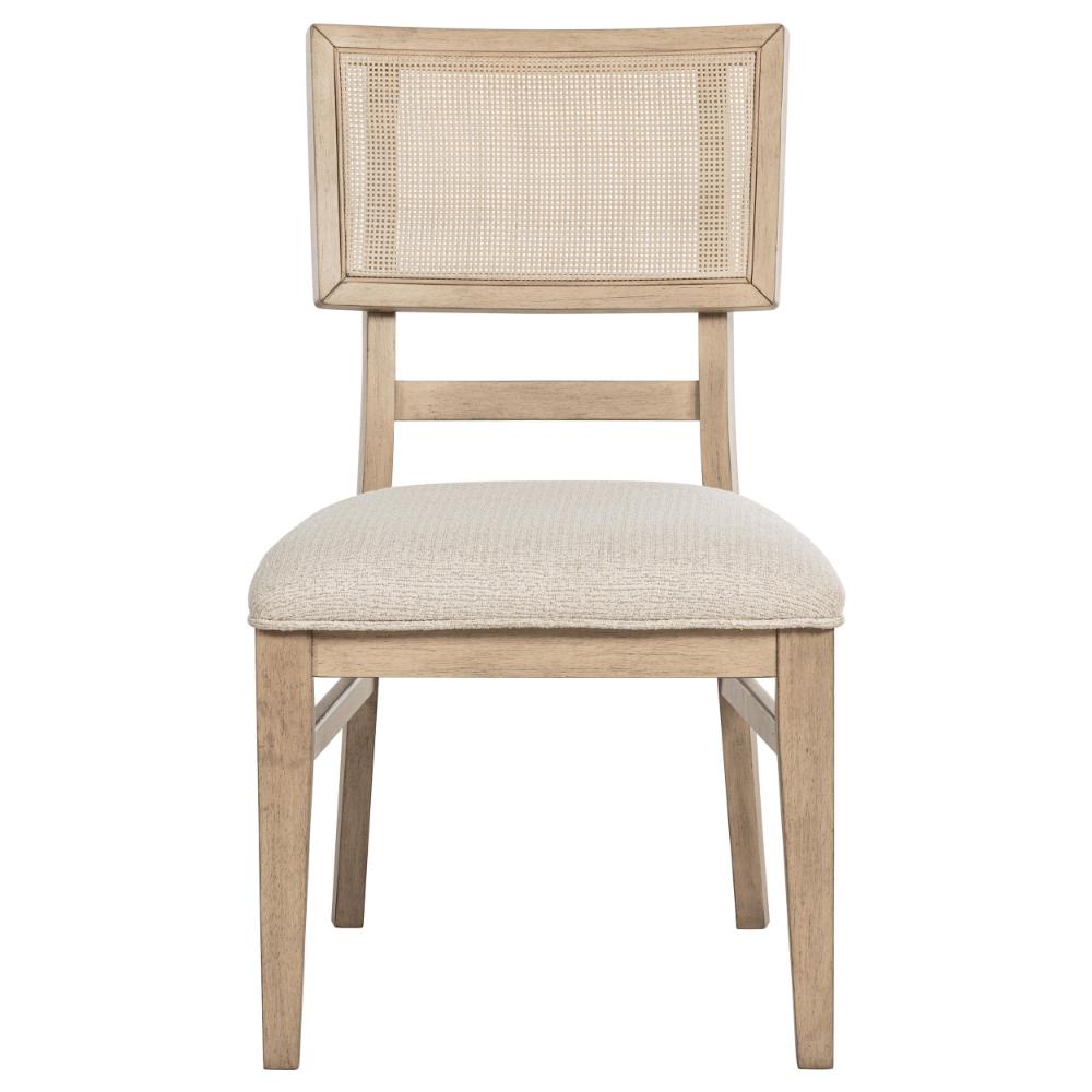 Benjara Lno Dining Side Chair Set of 2, Radio Cane Woven Back, Beige Wood
