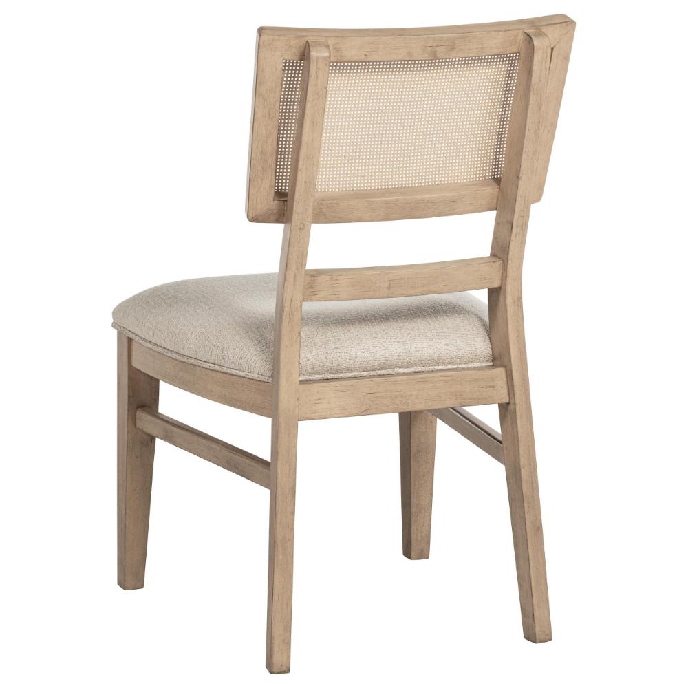 Benjara Lno Dining Side Chair Set of 2, Radio Cane Woven Back, Beige Wood