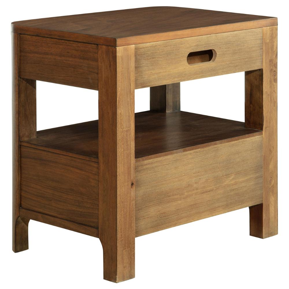 Benjara Rie Nightstand w 2 Drawers And Lower Shelf, Walnut Brown Poplar Wood