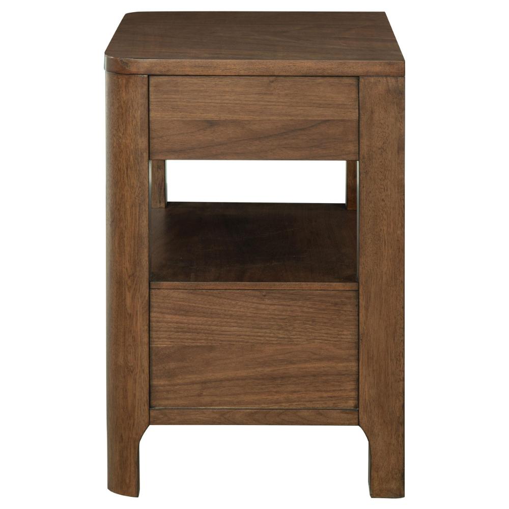 Benjara Rie Nightstand w 2 Drawers And Lower Shelf, Walnut Brown Poplar Wood
