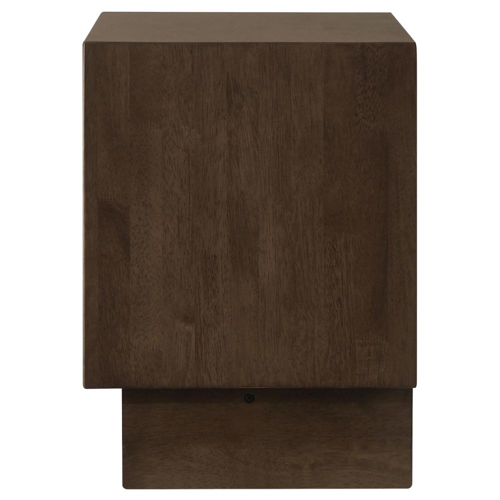 Benjara Genu Nightstand, 2 Drawers w Fingertip Handles, Warm Walnut Brown