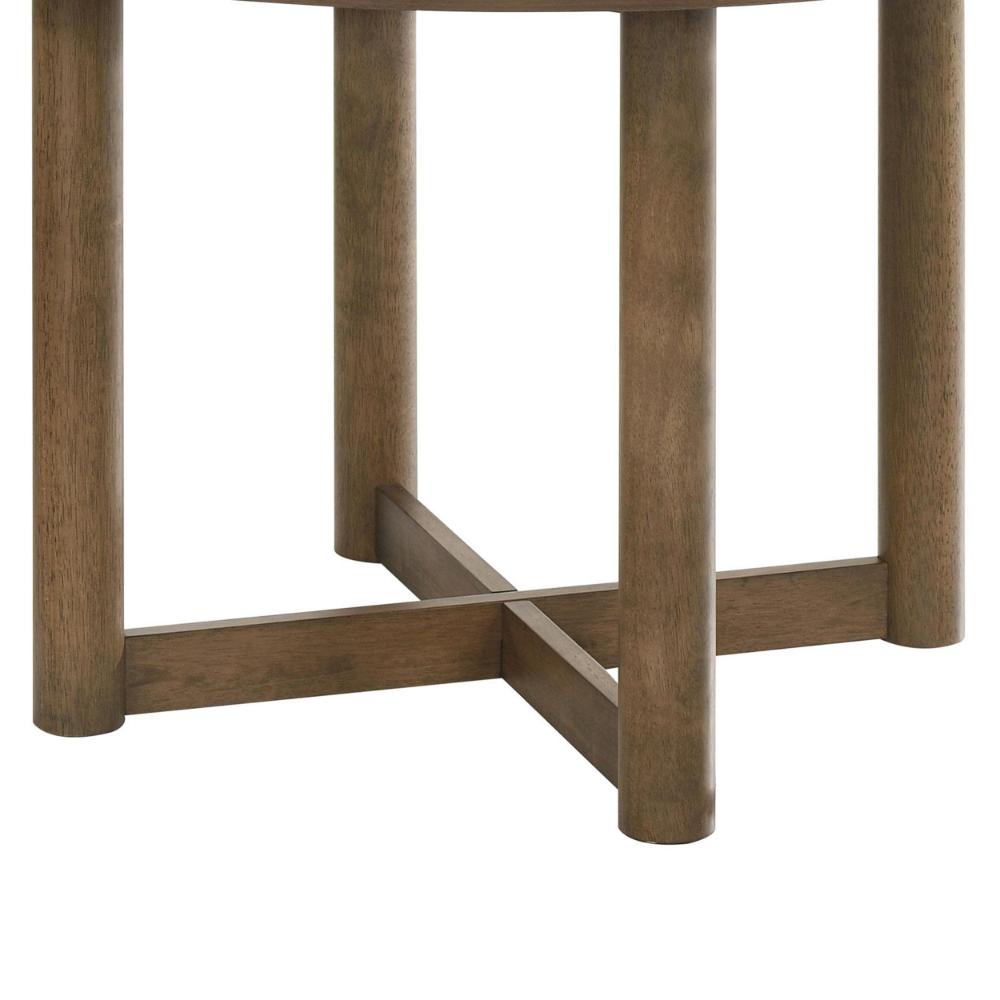Benjara Billie Dining Table, Brown Wood Frame, Cross Legs, Round 46 Inch