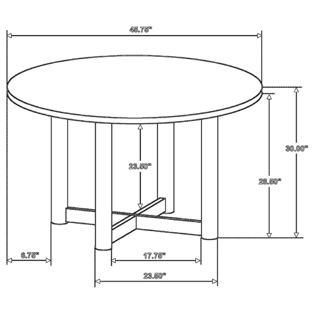 Benjara Billie Dining Table, Brown Wood Frame, Cross Legs, Round 46 Inch