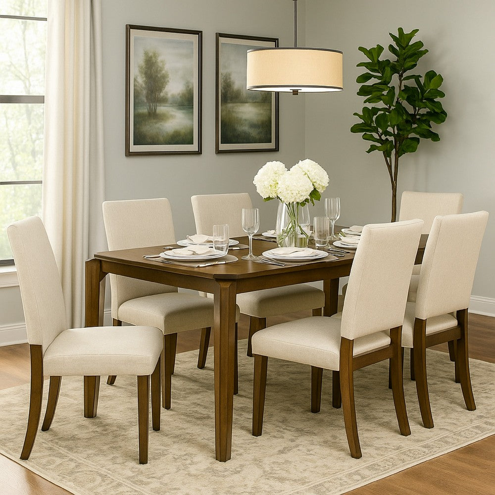 Benjara Montena Dining Table, Dark Brown Hardwood, Rectangular 59 Inch Top