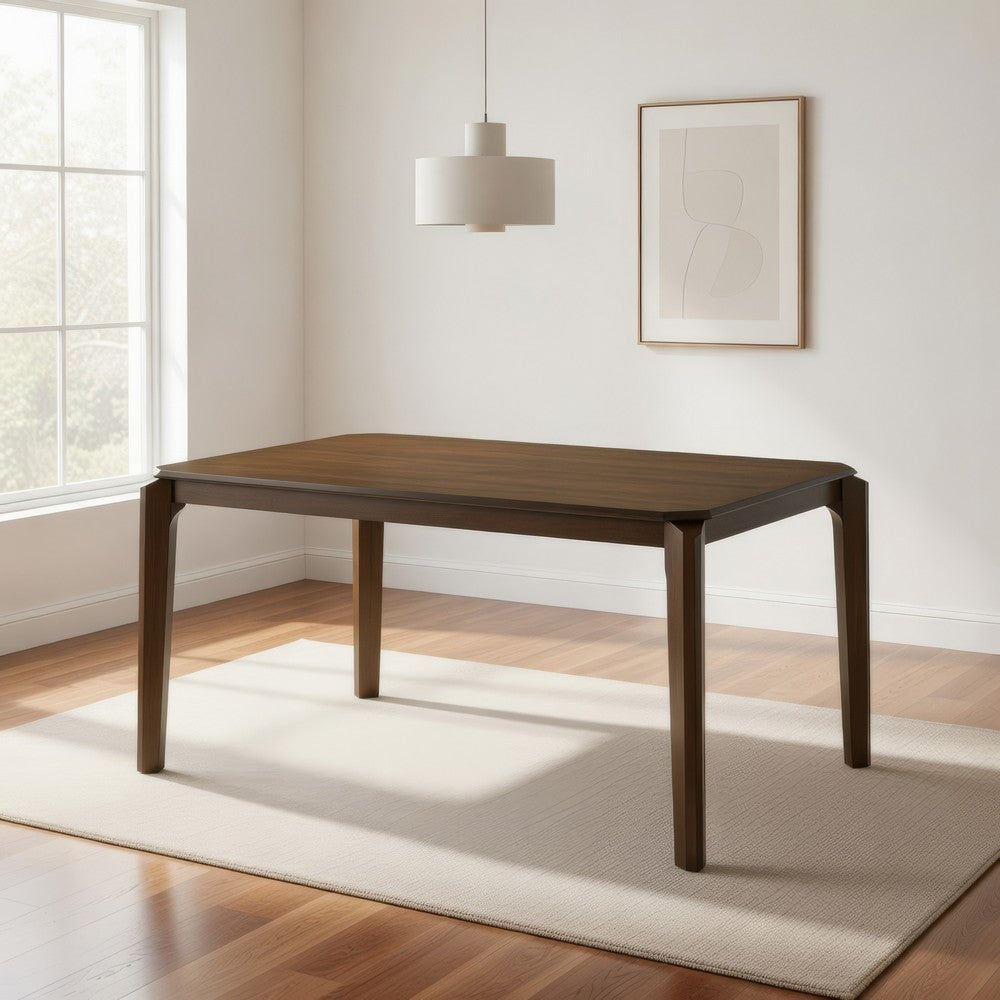 Benjara Montena Dining Table, Dark Brown Hardwood, Rectangular 59 Inch Top