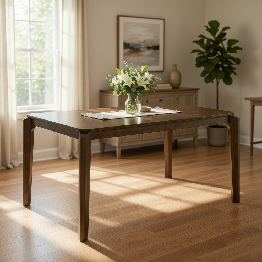 Benjara Montena Dining Table, Dark Brown Hardwood, Rectangular 59 Inch Top