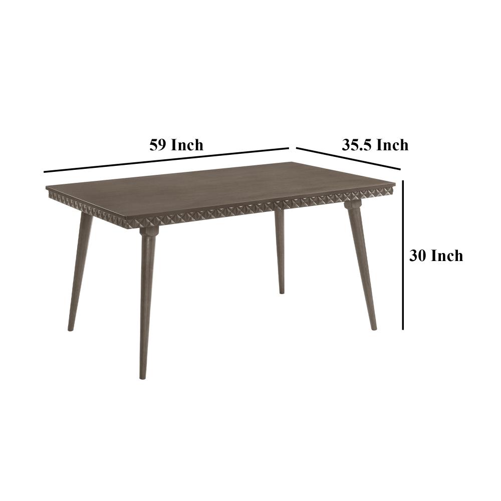 Benjara Nolan Dining Table, Dark Brown Hardwood, Rectangular 59 Inch Top