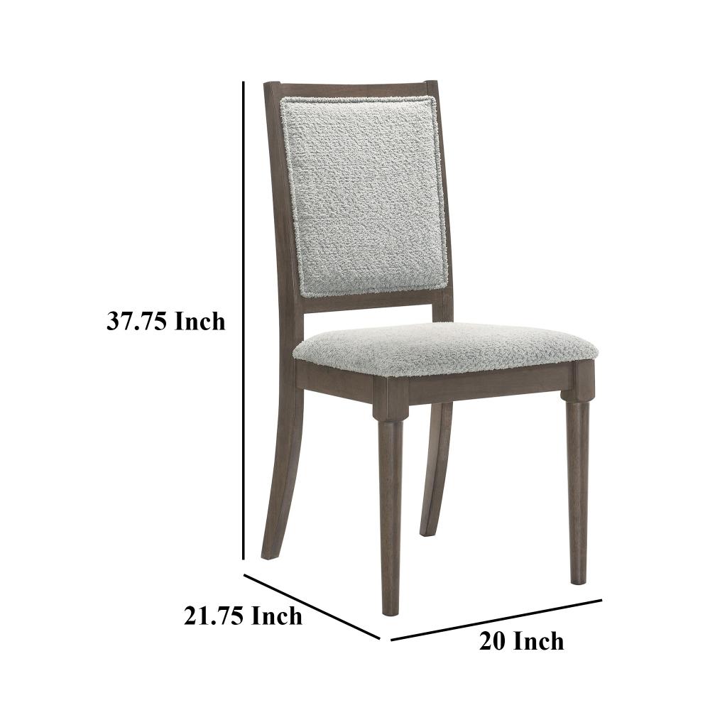Benjara Nolan Dining Chair Set of 2, Gray Fabric, Dark Brown Hardwood Frame