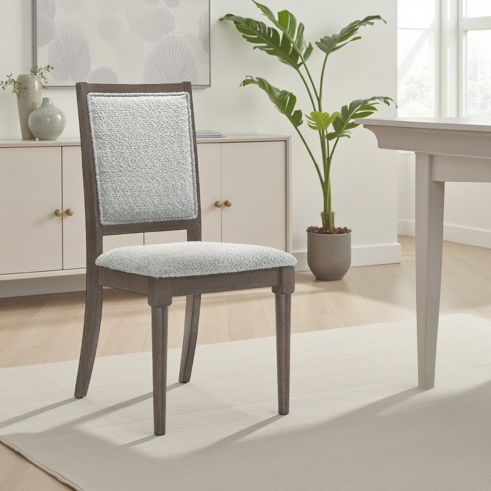 Benjara Nolan Dining Chair Set of 2, Gray Fabric, Dark Brown Hardwood Frame