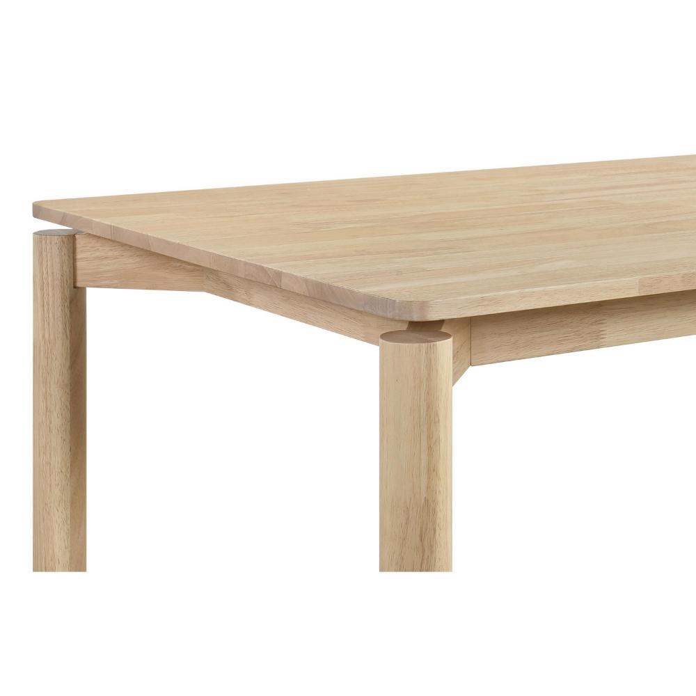 Benjara Rida Dining Table, White Washed Hardwood, Rectangular 59 Inch Top