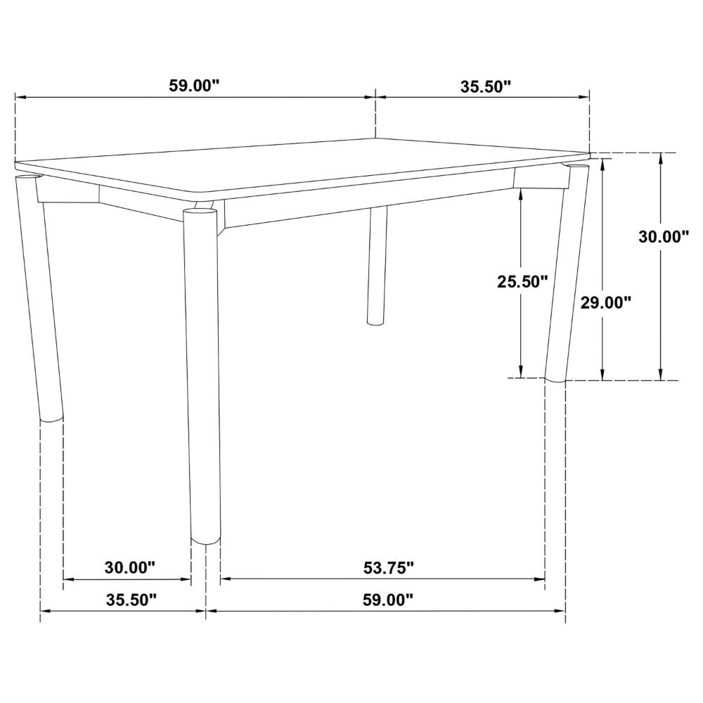 Benjara Rida Dining Table, White Washed Hardwood, Rectangular 59 Inch Top