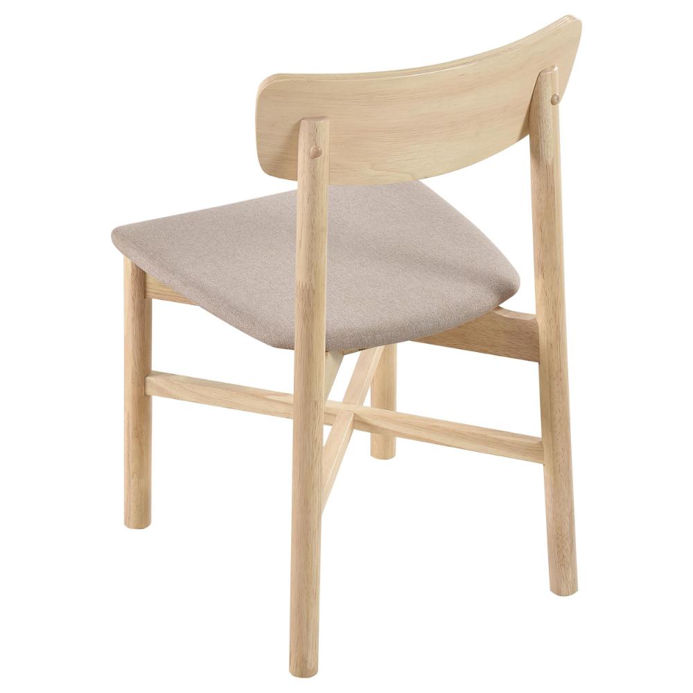 Benjara Rida Dining Side Chair Set of 2, Gray Fabric, White Washed Hardwood
