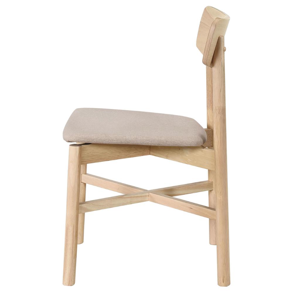Benjara Rida Dining Side Chair Set of 2, Gray Fabric, White Washed Hardwood