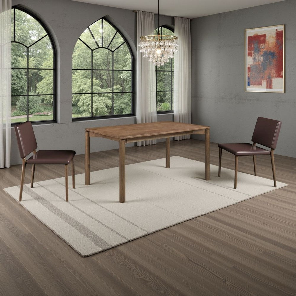 Benjara Rida Dining Table, Rich Dark Brown Hardwood, Rectangular 59 Inch Top