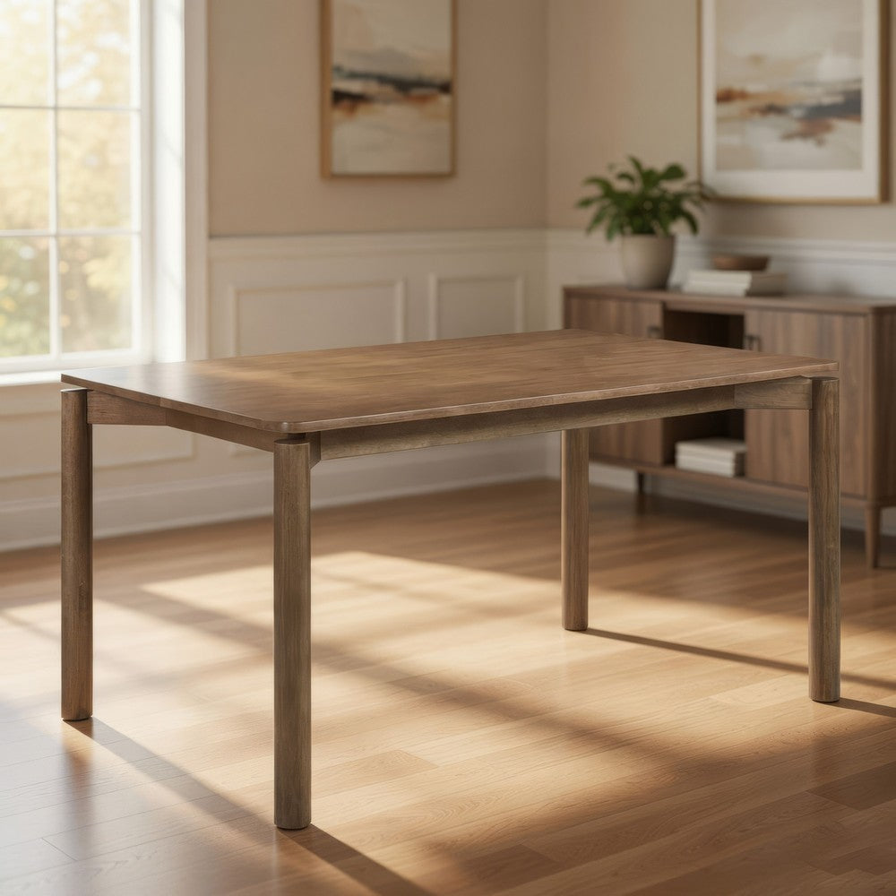 Benjara Rida Dining Table, Rich Dark Brown Hardwood, Rectangular 59 Inch Top