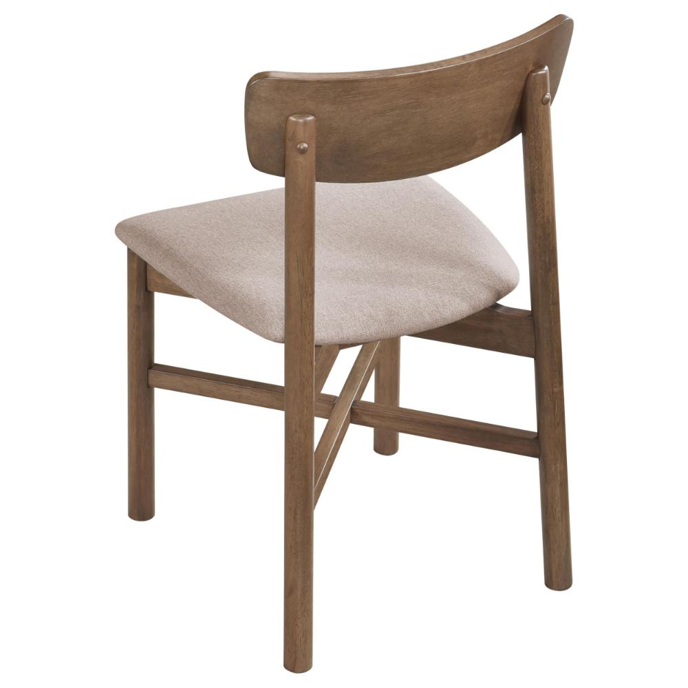 Benjara Rida Accent Dining Chair Set of 2, Gray Fabric, Dark Brown Hardwood