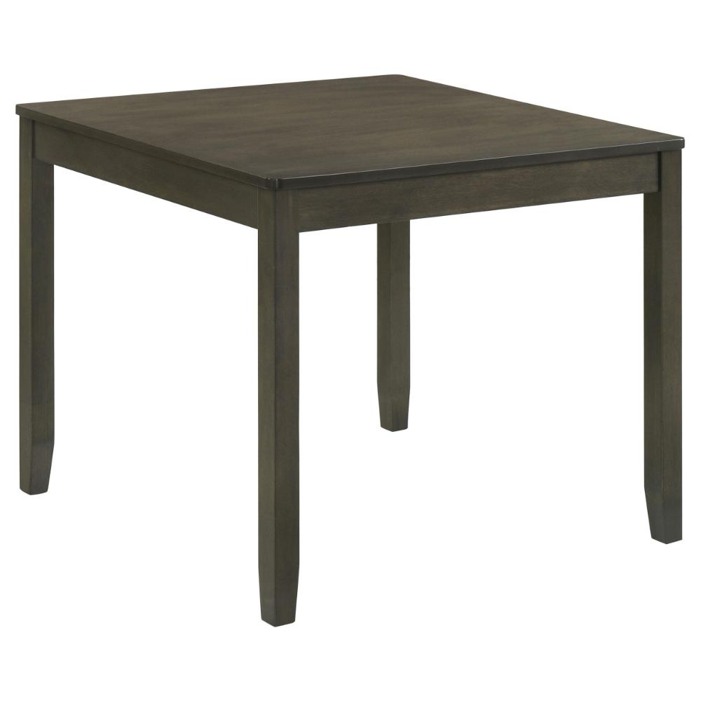 Benjara Panos 5pc Dining Table Set with 4 Chairs, Gray, Black Faux Leather