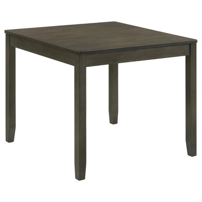 Benjara Panos 5pc Dining Table Set with 4 Chairs, Gray, Black Faux Leather
