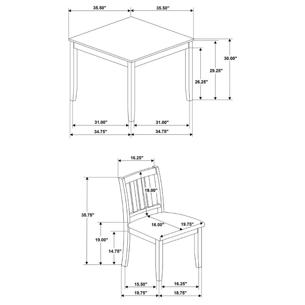 Benjara Panos 5pc Dining Table Set with 4 Chairs, Gray, Black Faux Leather