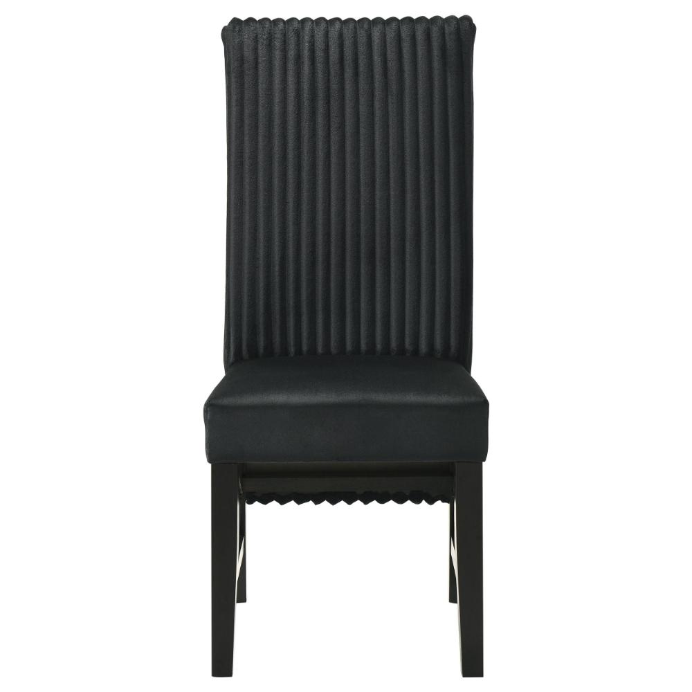 Benjara Ranna Dining Chair Set of 2, Black Velvet Foam Cushions, Hardwood