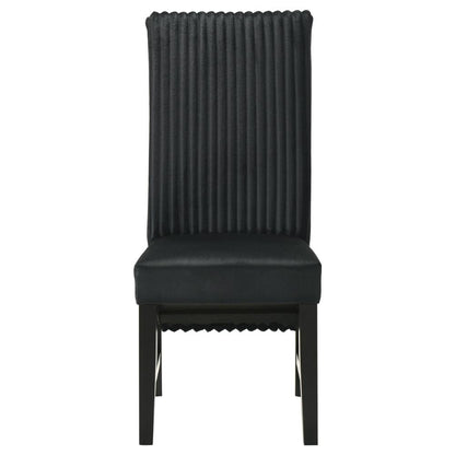 Benjara Ranna Dining Chair Set of 2, Black Velvet Foam Cushions, Hardwood