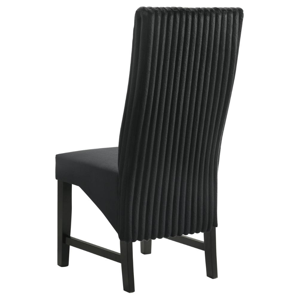 Benjara Ranna Dining Chair Set of 2, Black Velvet Foam Cushions, Hardwood