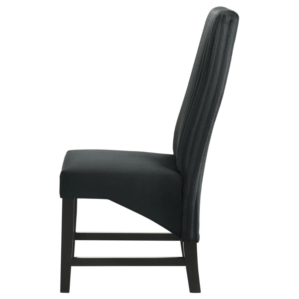 Benjara Ranna Dining Chair Set of 2, Black Velvet Foam Cushions, Hardwood