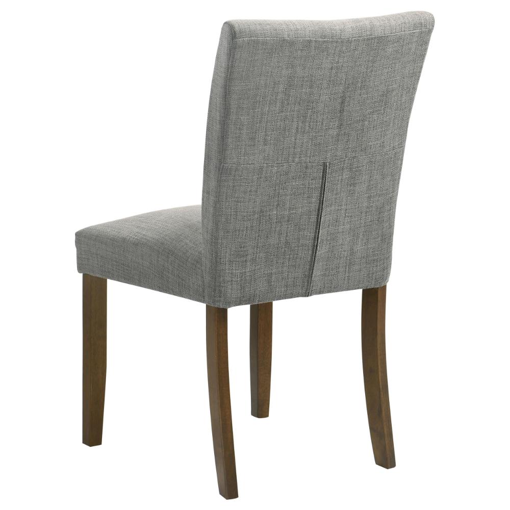 Benjara Cana Dining Chair Set of 2, Gray Fabric Foam Cushion, Brown Wood Legs