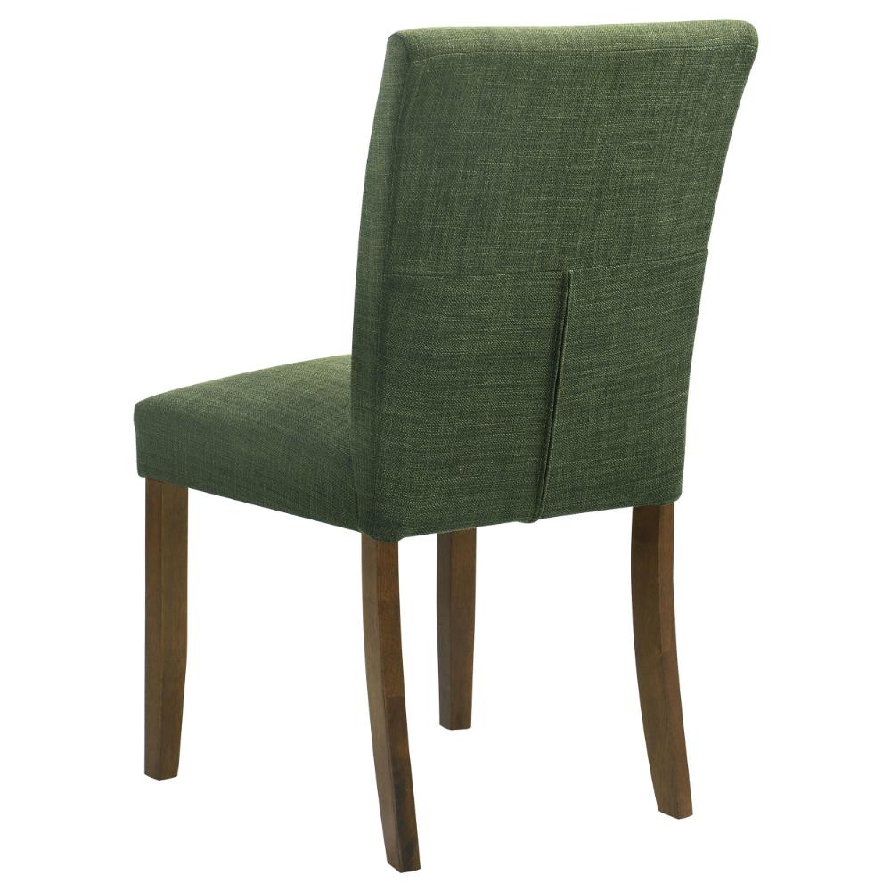 Benjara Cana Dining Chair Set of 2, Green Fabric Foam Cushion, Brown Wood Legs
