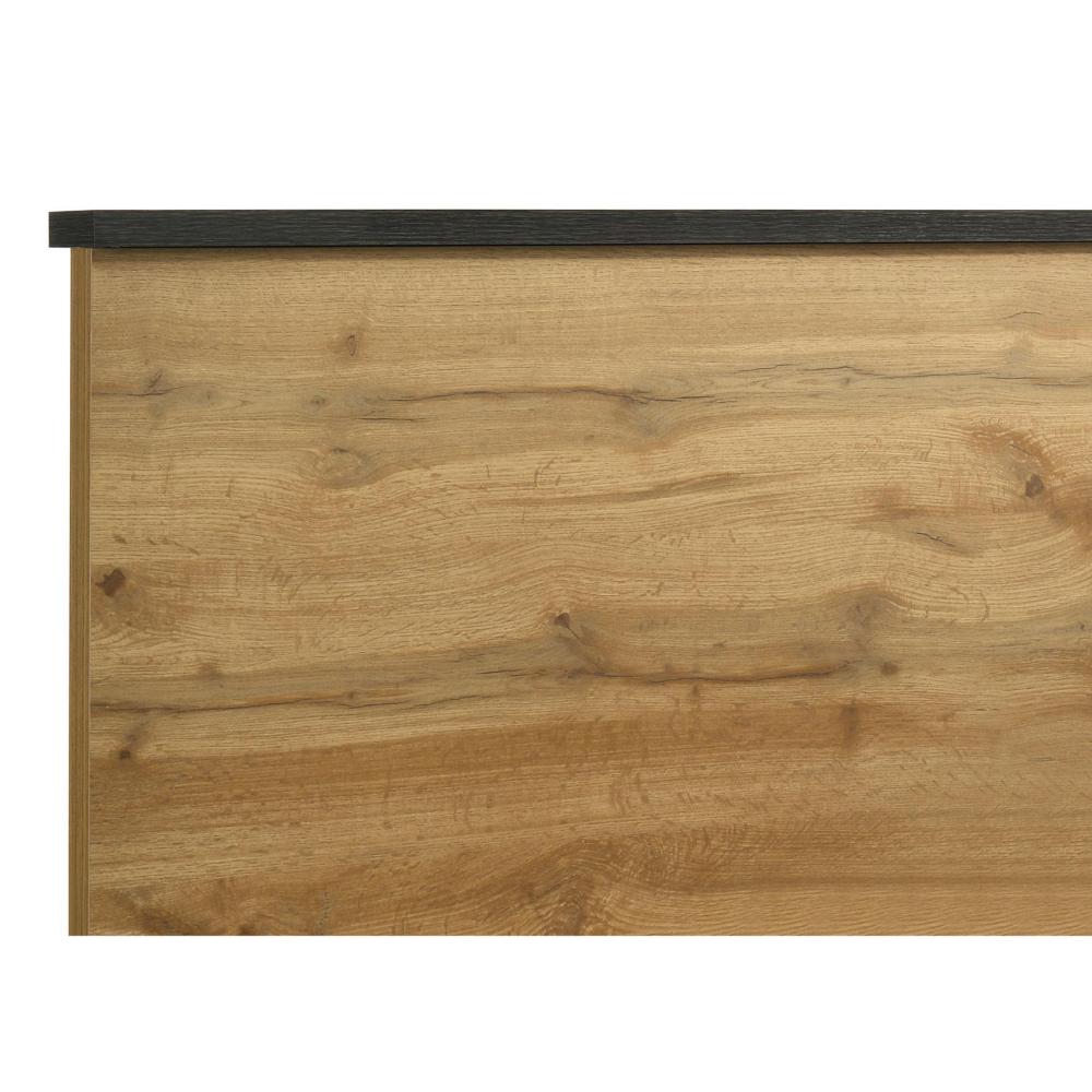 Benjara Wemy Queen Size Bed, Tall Panel Headboard, Natural Brown Pine Finish