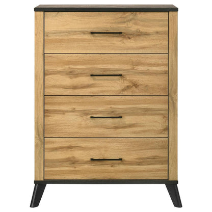 Benjara Wemy Tall Dresser Chest, 4 Drawers, Weathered Dark Brown Pine Wood