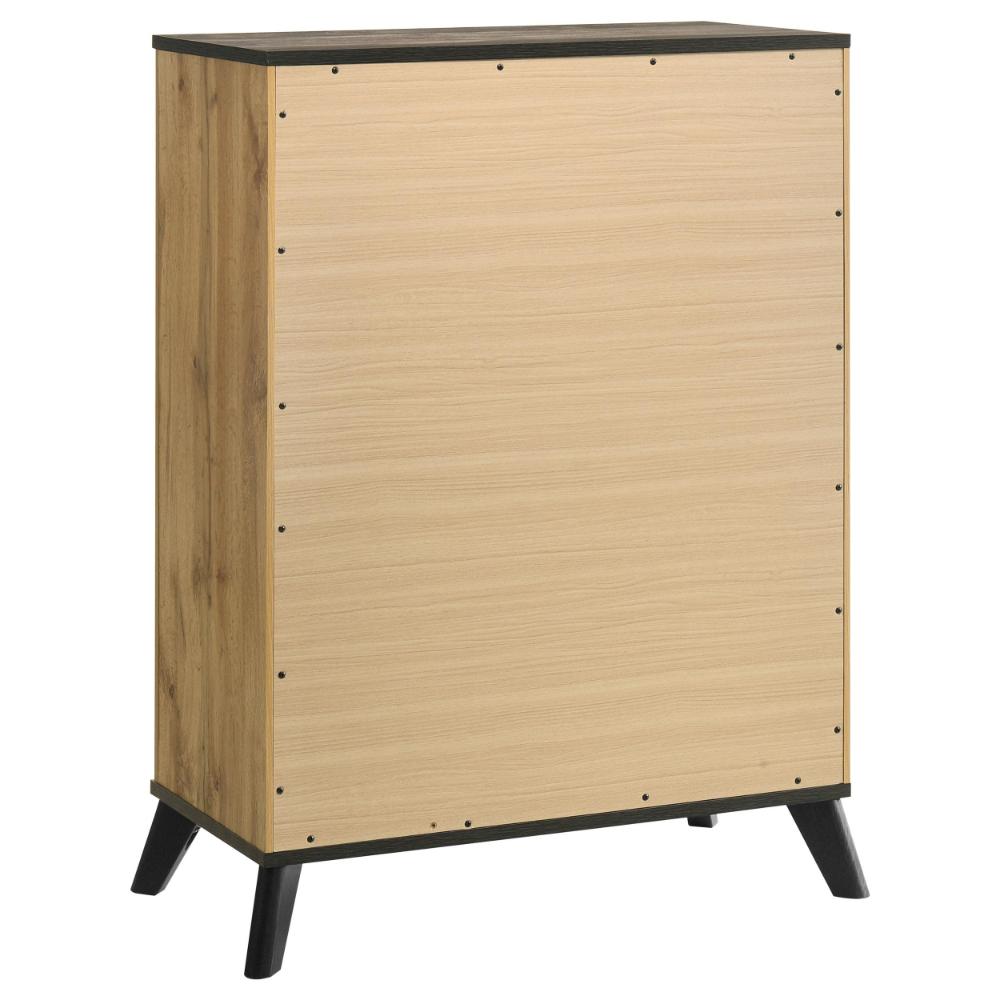 Benjara Wemy Tall Dresser Chest, 4 Drawers, Weathered Dark Brown Pine Wood