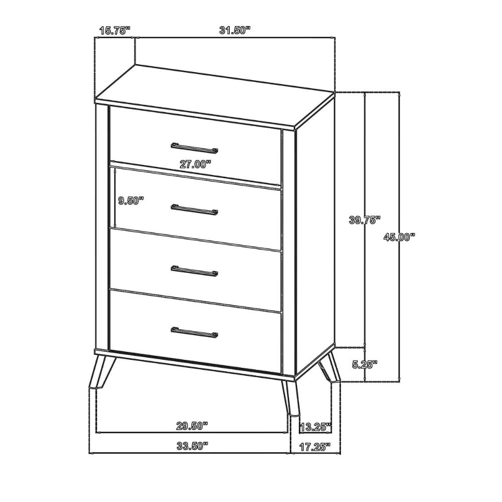 Benjara Wemy Tall Dresser Chest, 4 Drawers, Weathered Dark Brown Pine Wood