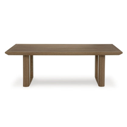Benjara Baily Outdoor Cocktail Coffee Table, 49 Inch Woodlike Brown Metal