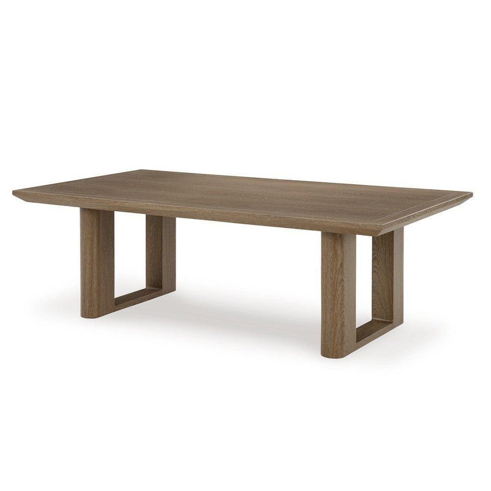 Benjara Baily Outdoor Cocktail Coffee Table, 49 Inch Woodlike Brown Metal