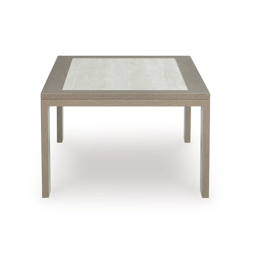 Benjara Isle Outdoor Cocktail Coffee Table, Woodlike Gray Brown Metal, 48 Inch