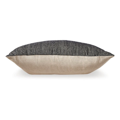 Benjara Square Accent Throw Pillow, 20 Inch, Striped Black Cotton, Gray Brown