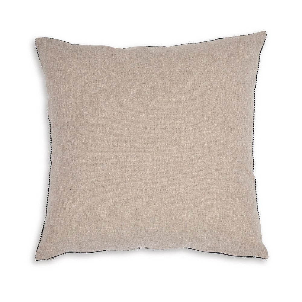 Benjara Square Accent Throw Pillow, 20 Inch, Striped Black Cotton, Gray Brown