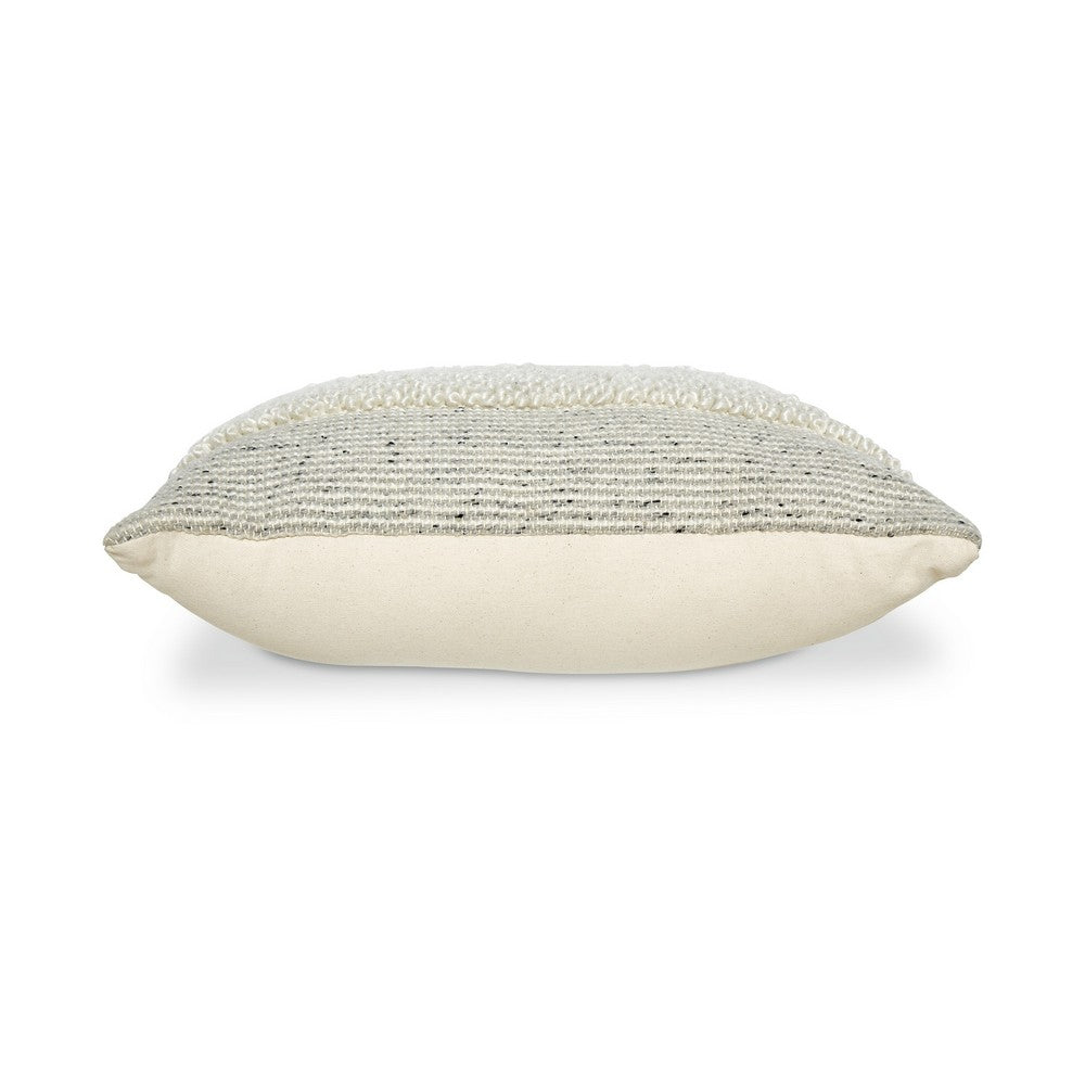 Benjara Square Accent Throw Pillow, 20 Inch, White And Gray Stripes, Polyfill
