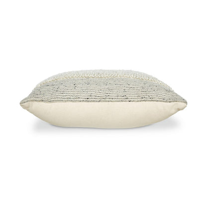 Benjara Square Accent Throw Pillow, 20 Inch, White And Gray Stripes, Polyfill