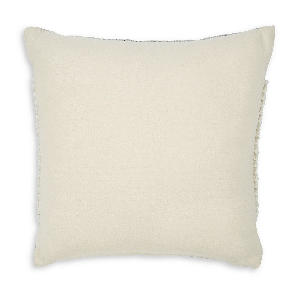 Benjara Square Accent Throw Pillow, 20 Inch, White And Gray Stripes, Polyfill