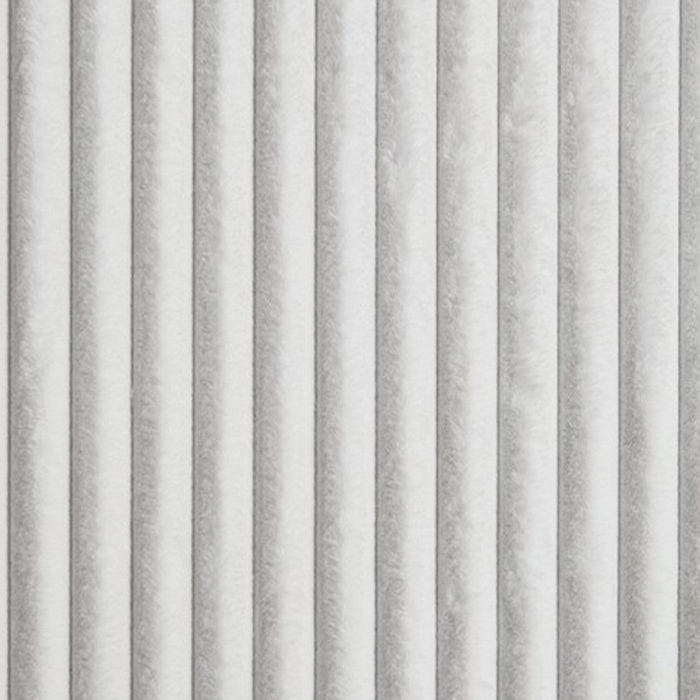Benjara Visha Throw Blanket, Jacquard Faux Fur Stripes, Modern White Polyester