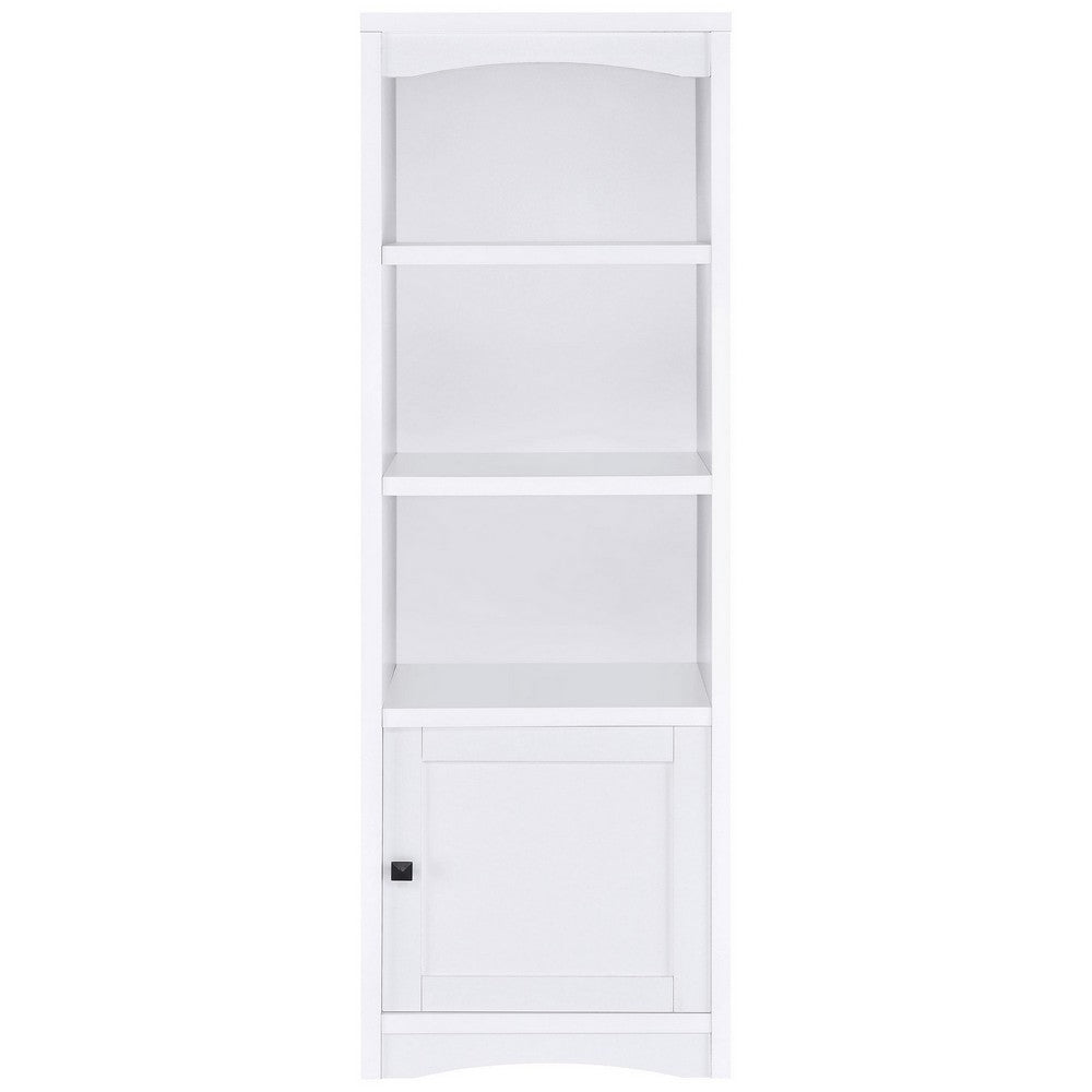 Benjara Donna Media Tower Pier Cabinet, Adjustable Shelves, White Wood 71 Inch