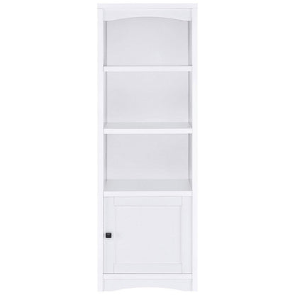 Benjara Donna Media Tower Pier Cabinet, Adjustable Shelves, White Wood 71 Inch