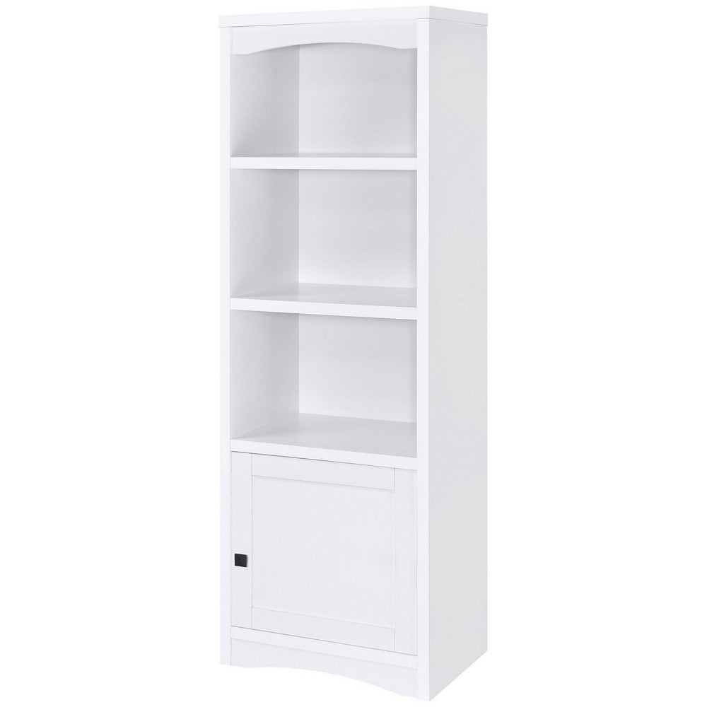 Benjara Donna Media Tower Pier Cabinet, Adjustable Shelves, White Wood 71 Inch